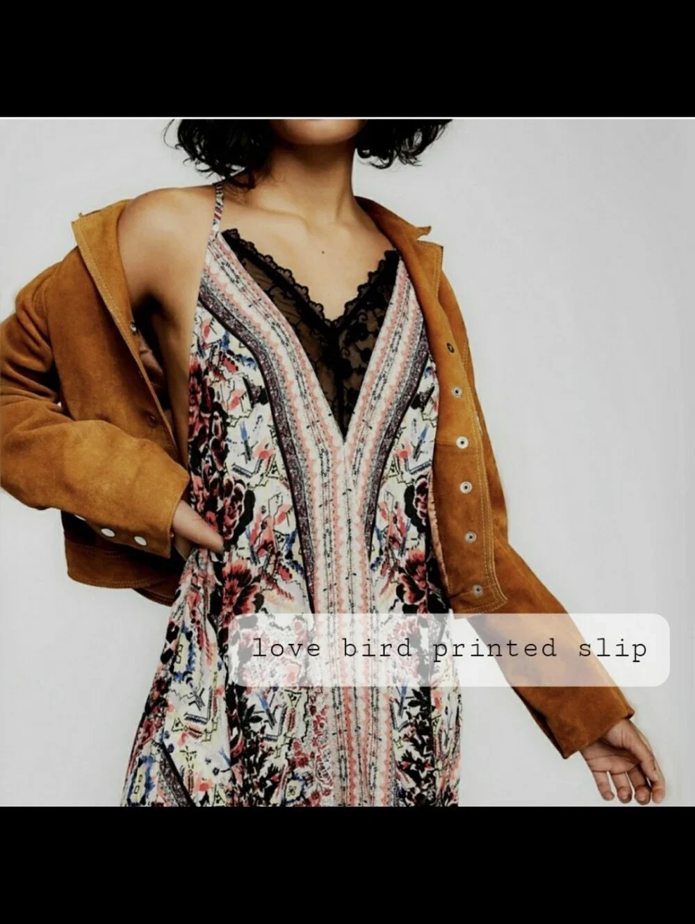 Free People Intimately Love Bird Printed Slip Dress
